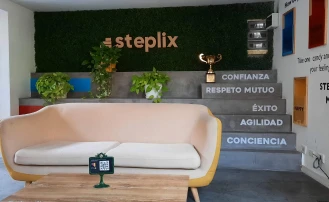 The lobby of our office has a nice armchair that allows us to meet for a chat and is full of our identity as Steplixers.